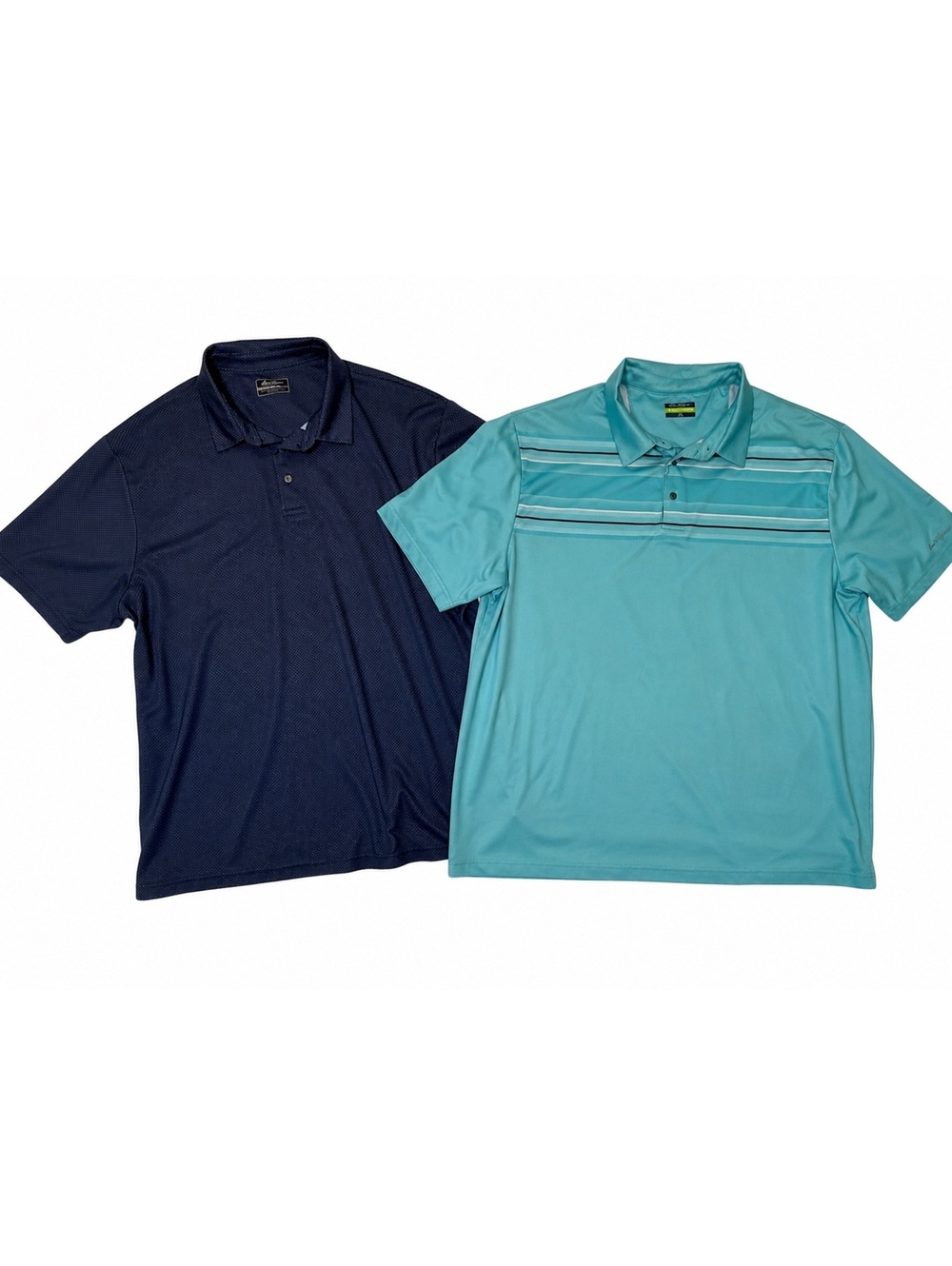 Set of 2 Ben Hogan 2XL Men's Polo Golf Shirts - Navy Blue & Light Blue Striped